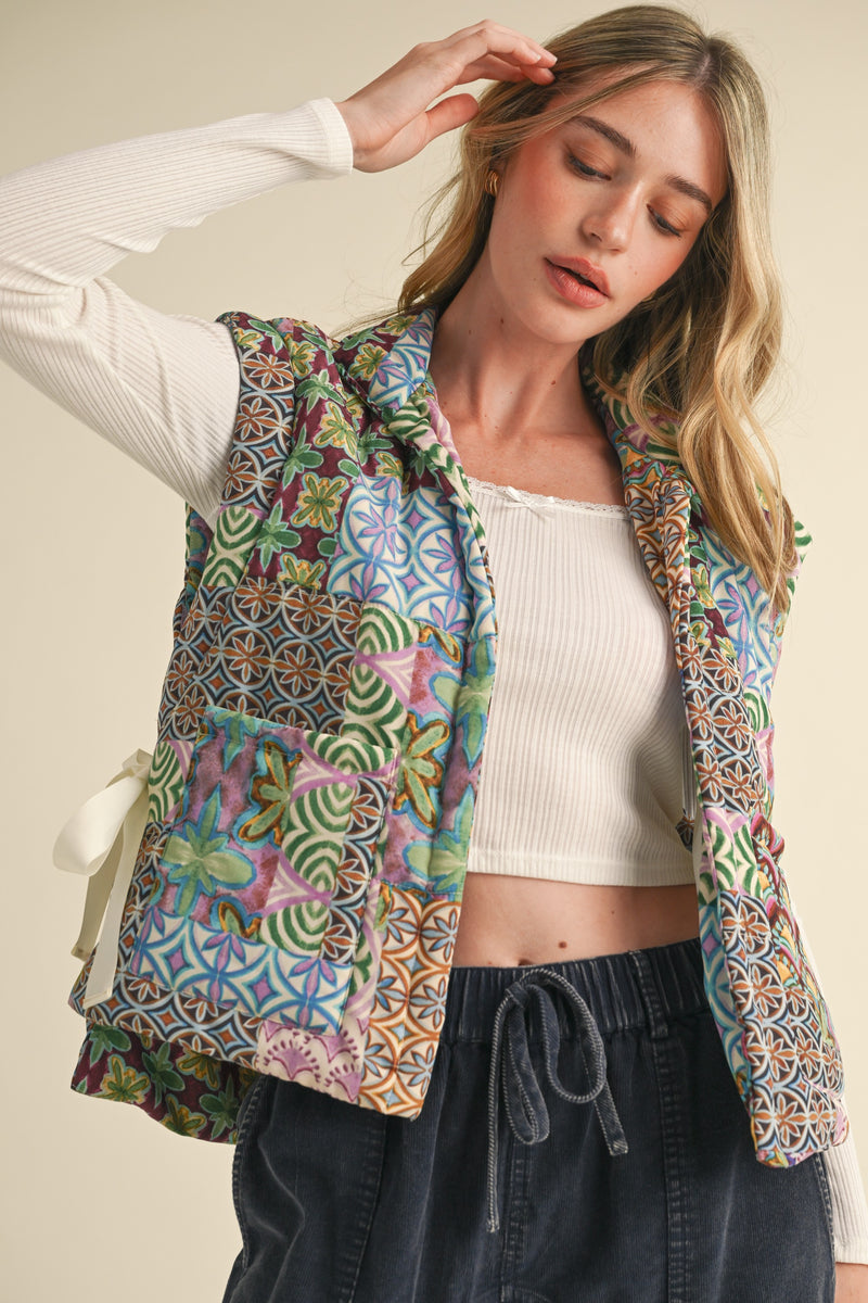 Paisley Quilted Puffer Vest