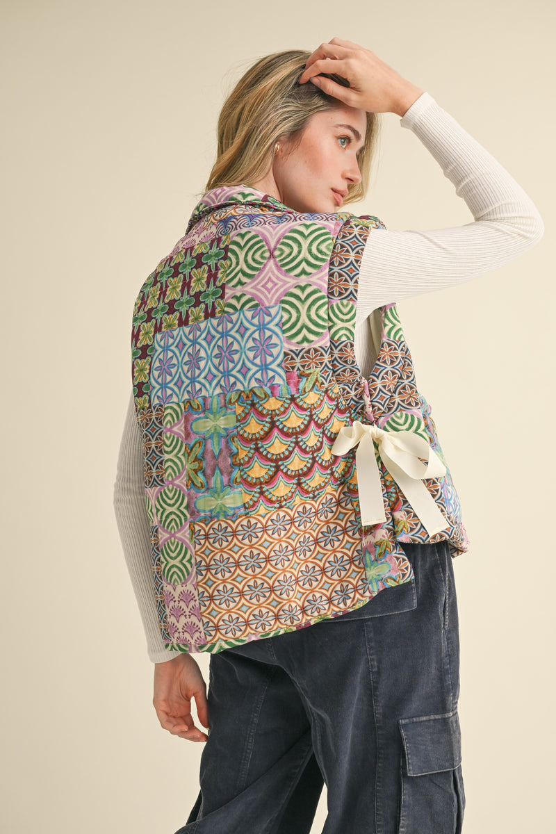 Paisley Quilted Puffer Vest