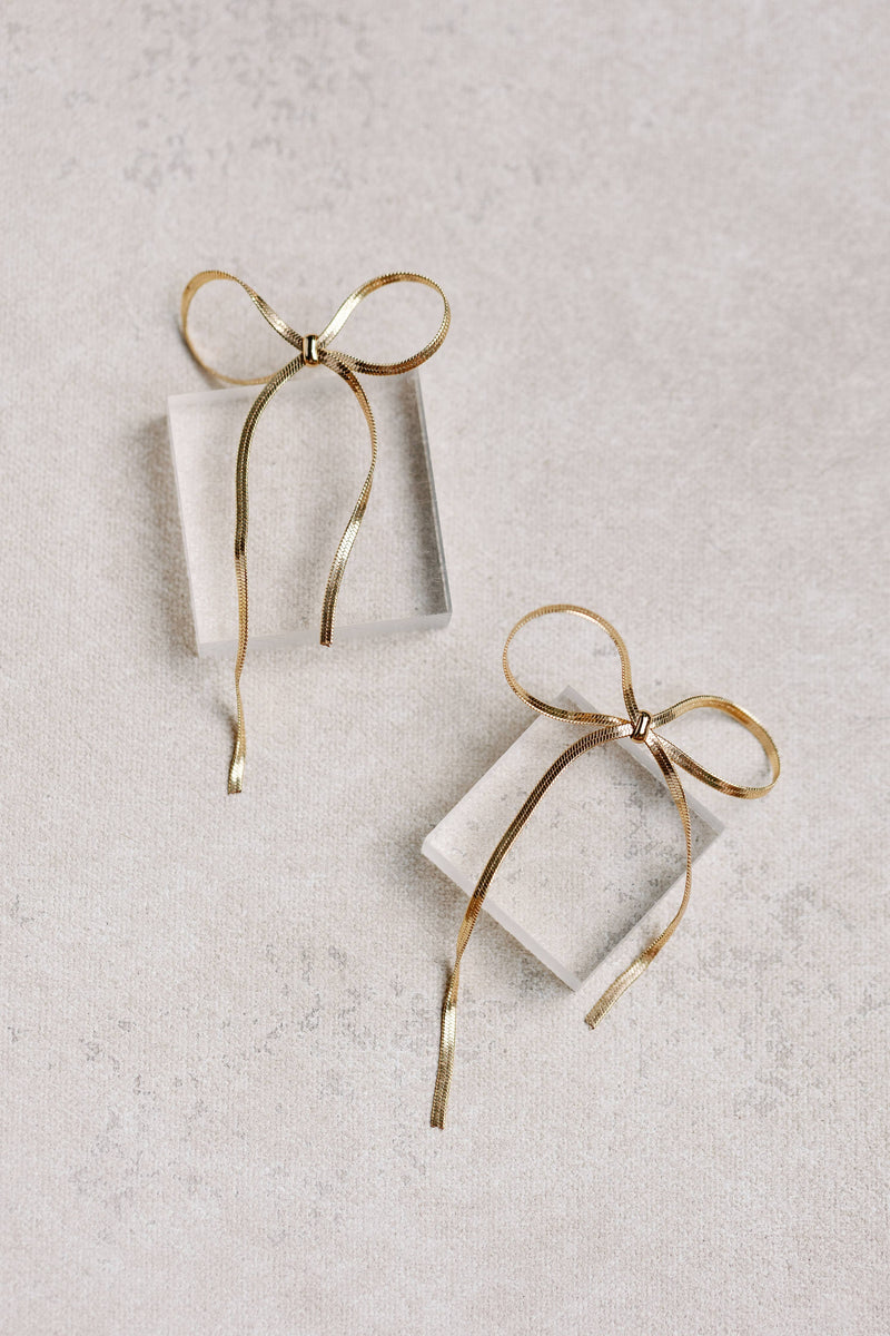 Gold Duster Bow Earrings