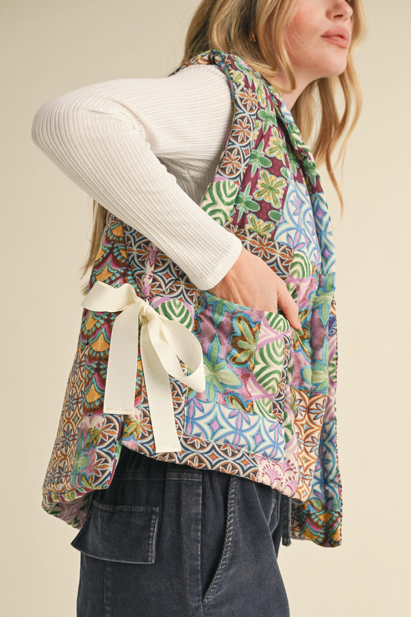 Paisley Quilted Puffer Vest