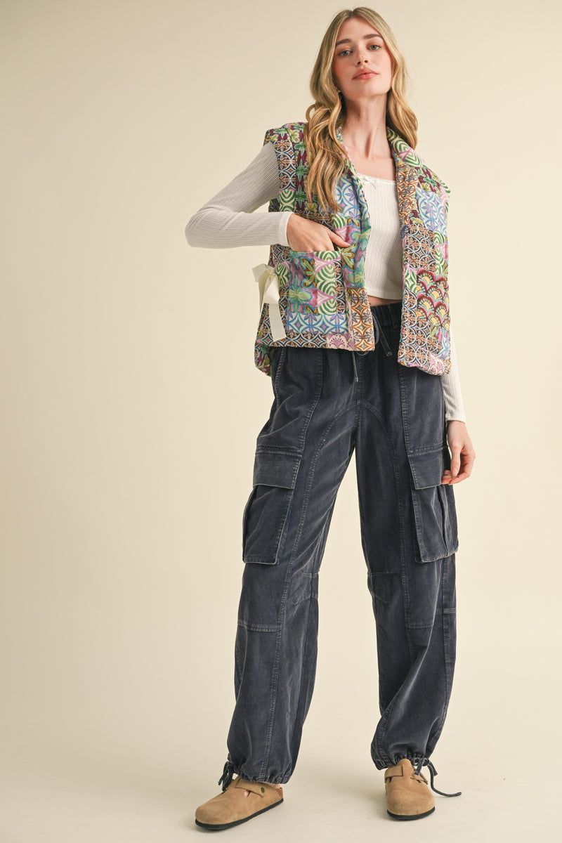 Paisley Quilted Puffer Vest