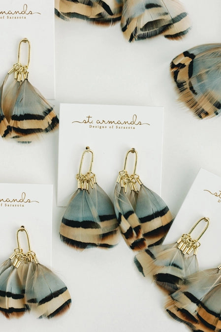 Brown Striped Feather Tassels