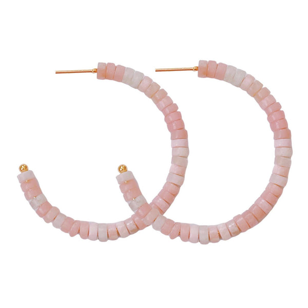 Pink Beaded Candy Hoops